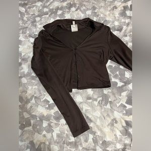 Self esteem chocolate color button up long sleeve